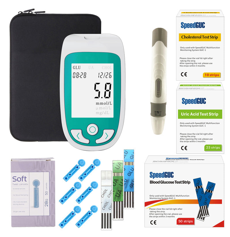 Moniteur de santé multifonctionnel 3 en 1 (cholestérol, glucose et acide urique)