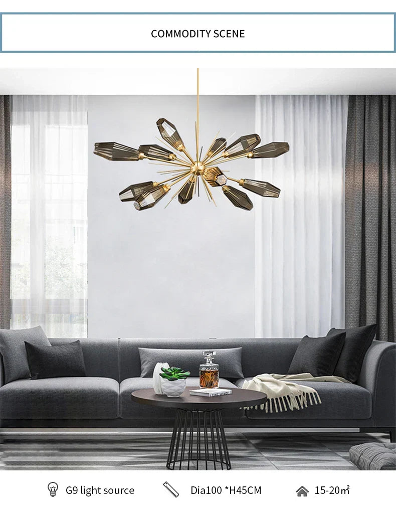 Nordic Satellite Chandelier LED Gray Glass Creative Hanging Light