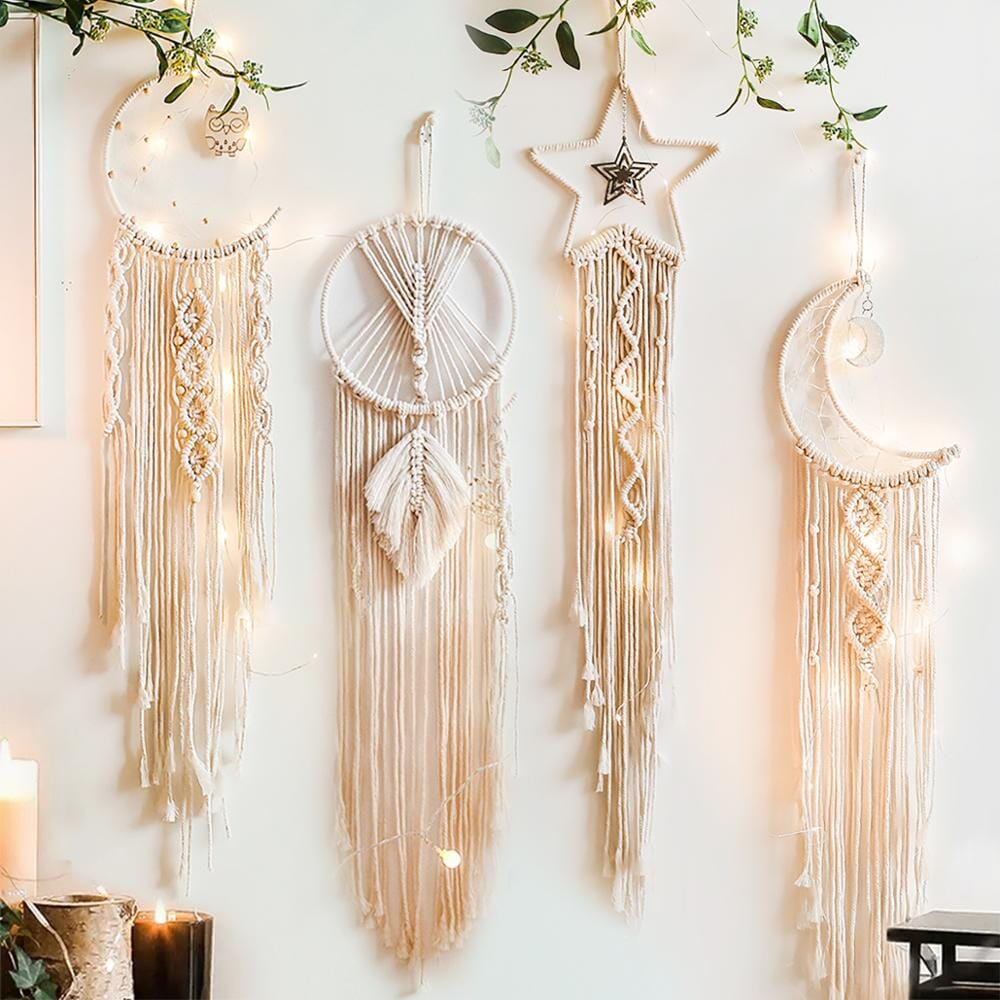 Atrapasueños de macramé con luces