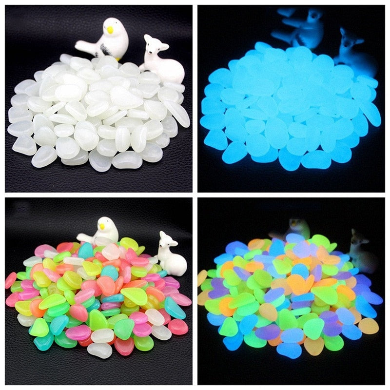 25/50 kpl Glow in the Dark Garden Pebbles