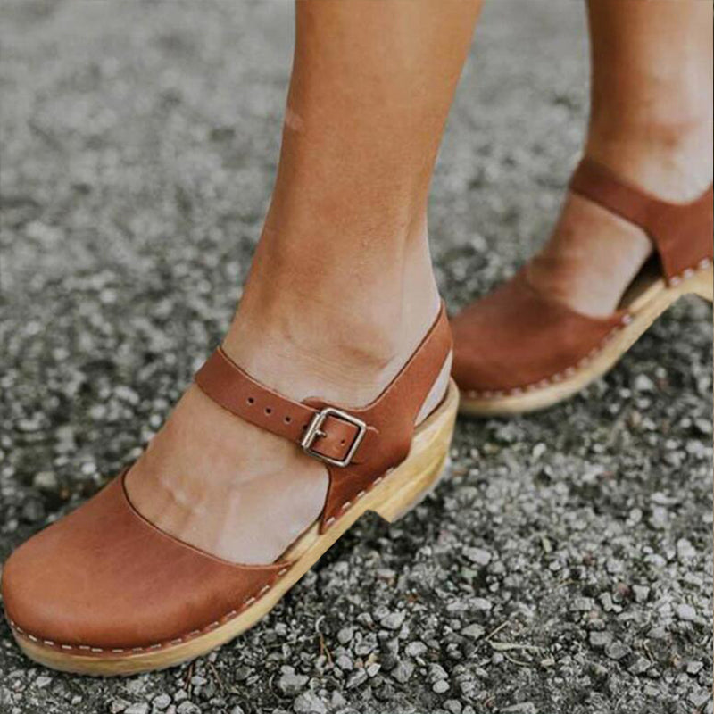 Emma - Orthopedic Brown Wedge Sandals