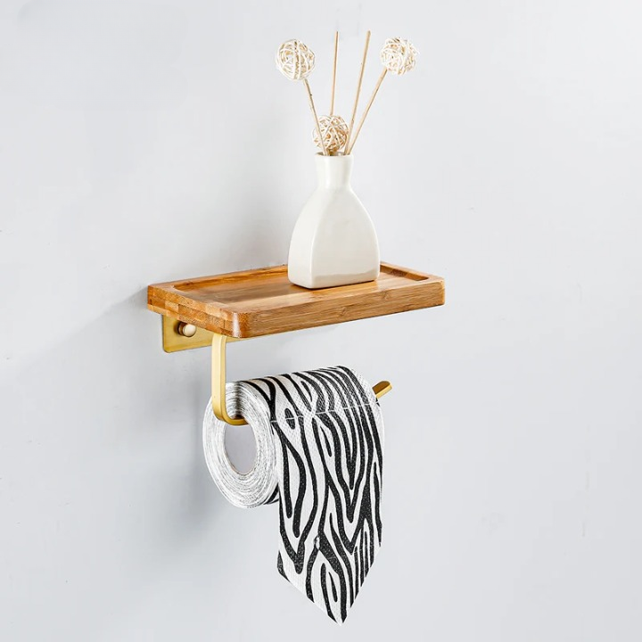 Bamboo Toilet Paper Shelf