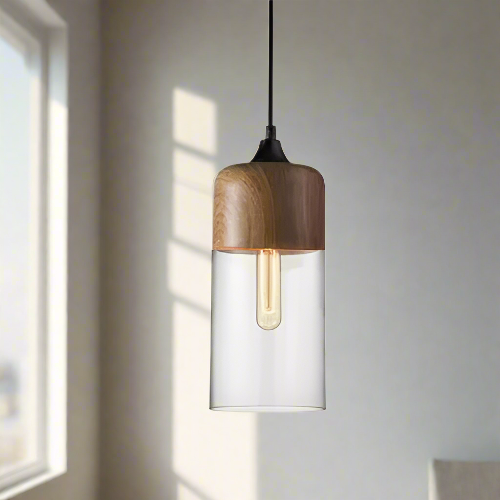 Jevaglo™ | Luxe hanglamp van glas en hout