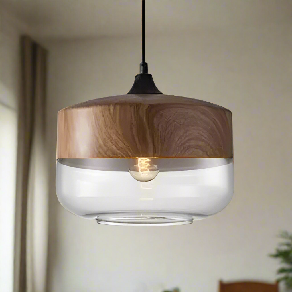 Jevaglo™ | Luxe hanglamp van glas en hout