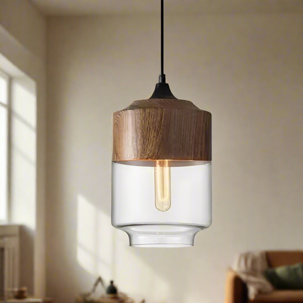 Jevaglo™ | Luxe hanglamp van glas en hout