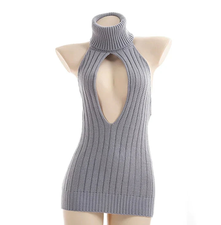 Maglione Virgin Killer senza schienale con pullover sexy scavato