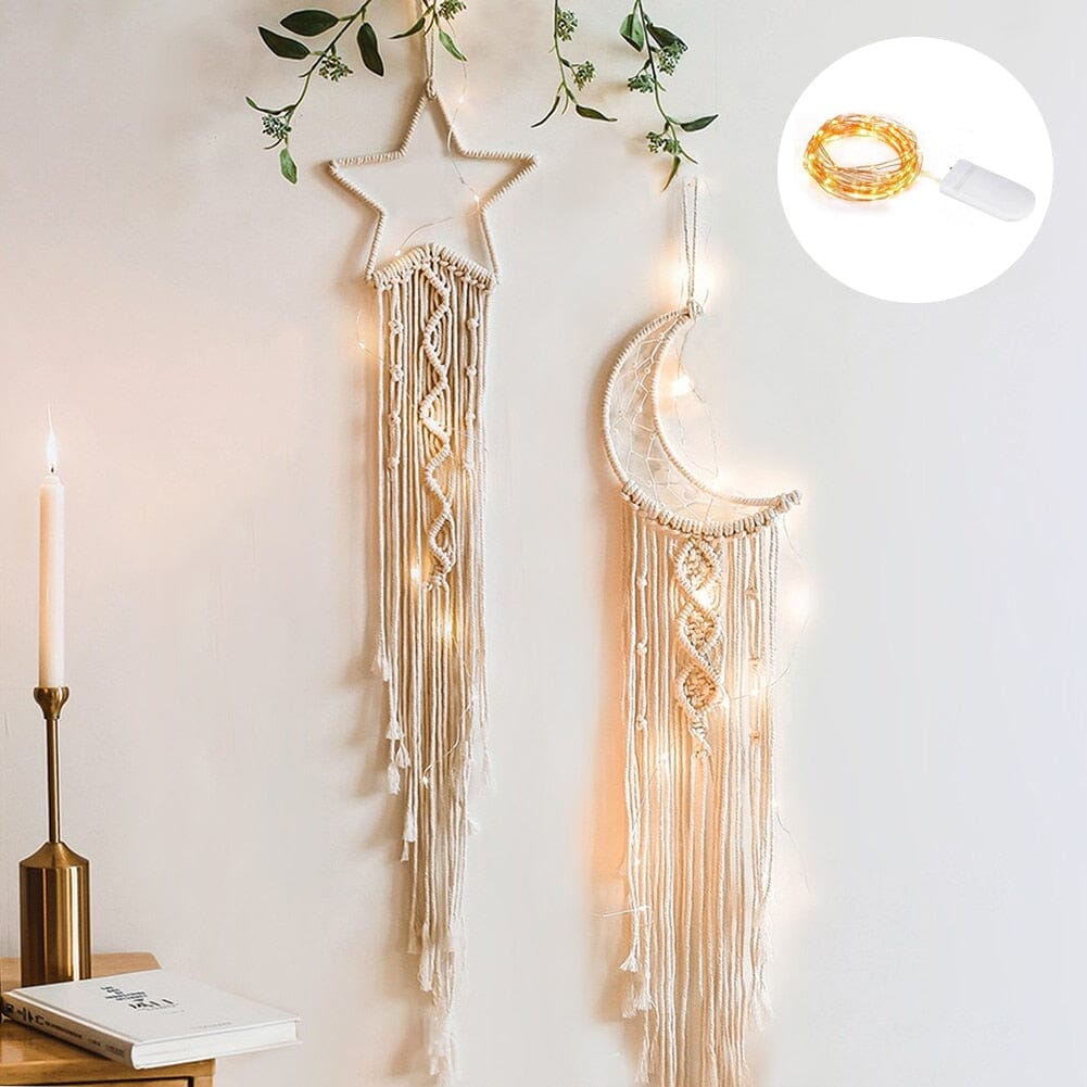 Atrapasueños de macramé con luces