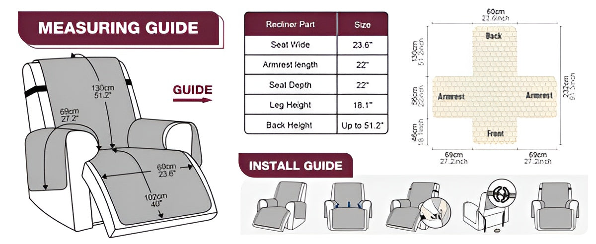 CozyShield - Plaid Anti-Slip Recliner Sofa Cover for All-Around Protection