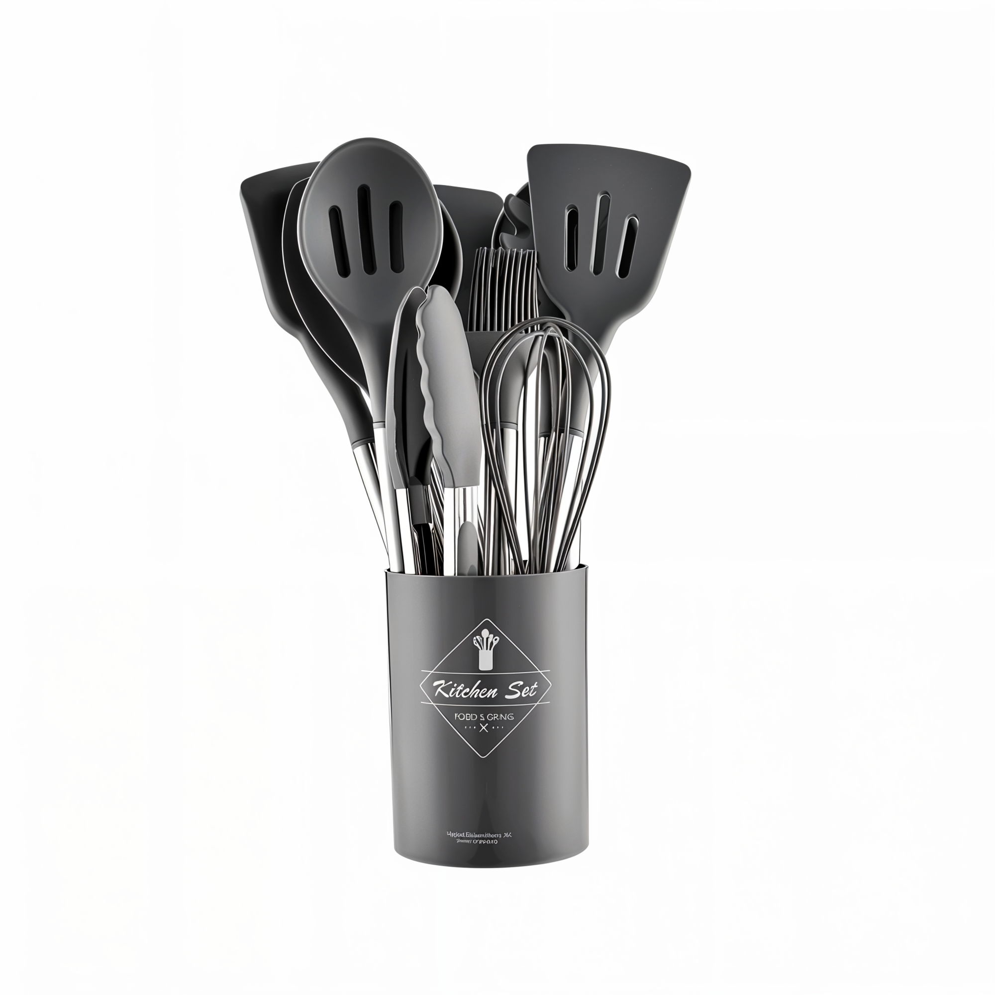 Set de ustensile de bucătărie din silicon CuisineCraft, 12 piese - Rezistent la căldură, mânere din oțel inoxidabil, design ergonomic