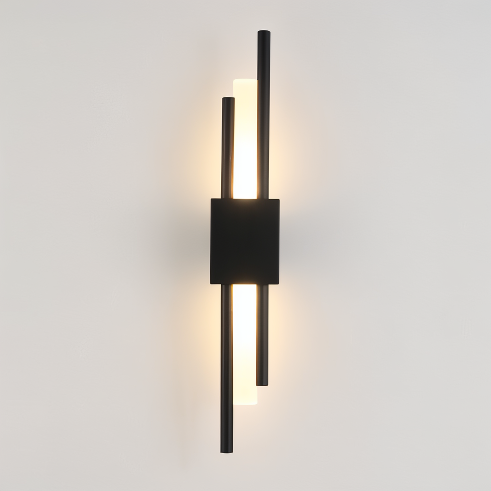 NobleGlow Lumină de Perete Aurie Neagră - Design Liniar Luxos, Iluminare Reglabilă Caldă/Neutră/Rece