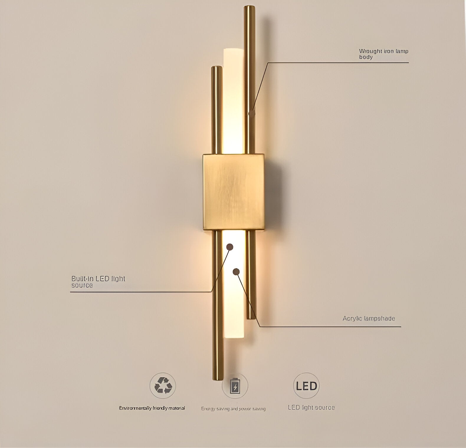 NobleGlow Gold Black Wall Light - Luxury Linear Design, Adjustable Warm/Neutral/Cool Lighting