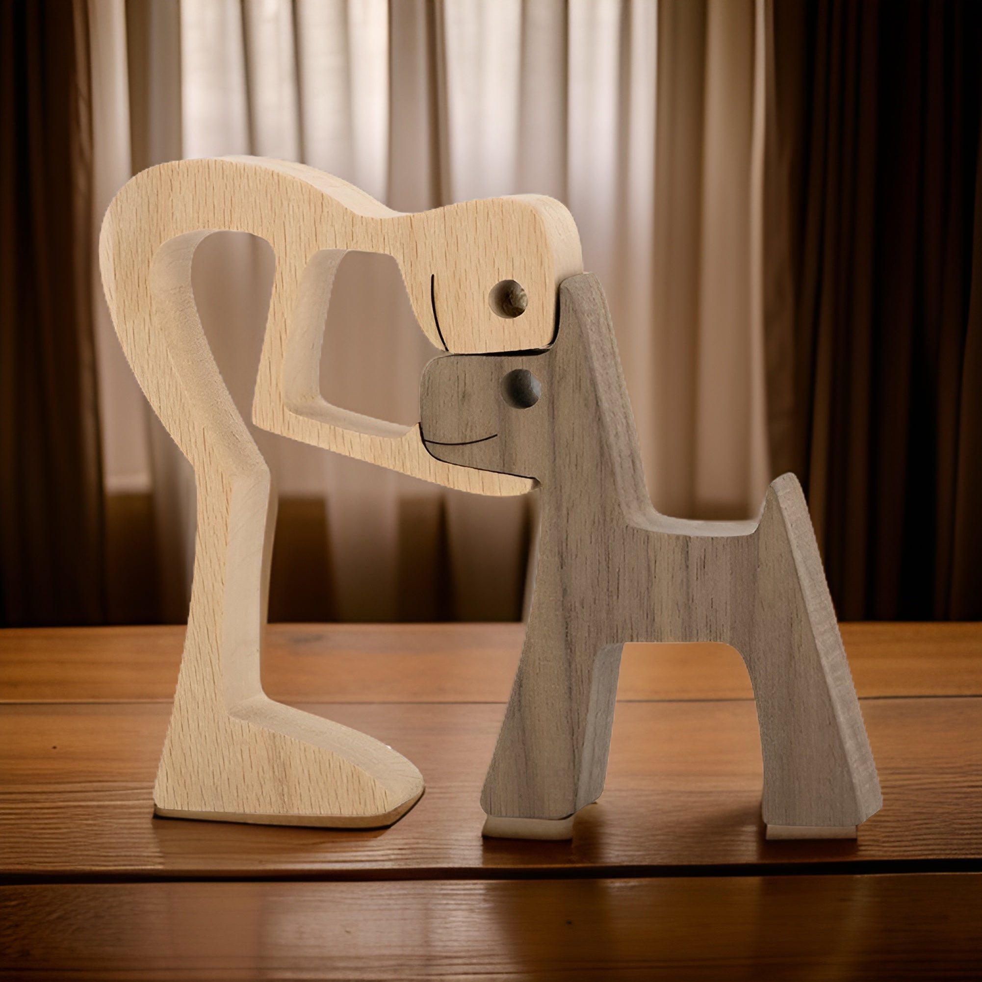 Heartfelt Bond | Handcrafted Wooden Sculpture of Taavita and Human