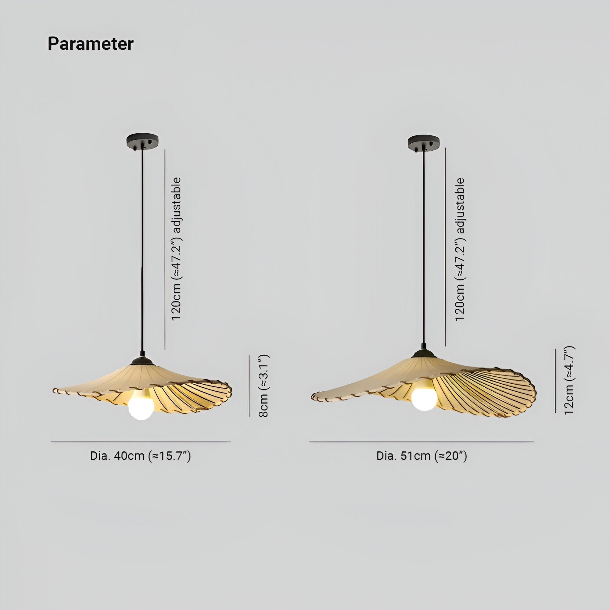 Pendente Umbri Dome - Lustre de Tecido Branco - Lâmpada Suspensa Ajustável