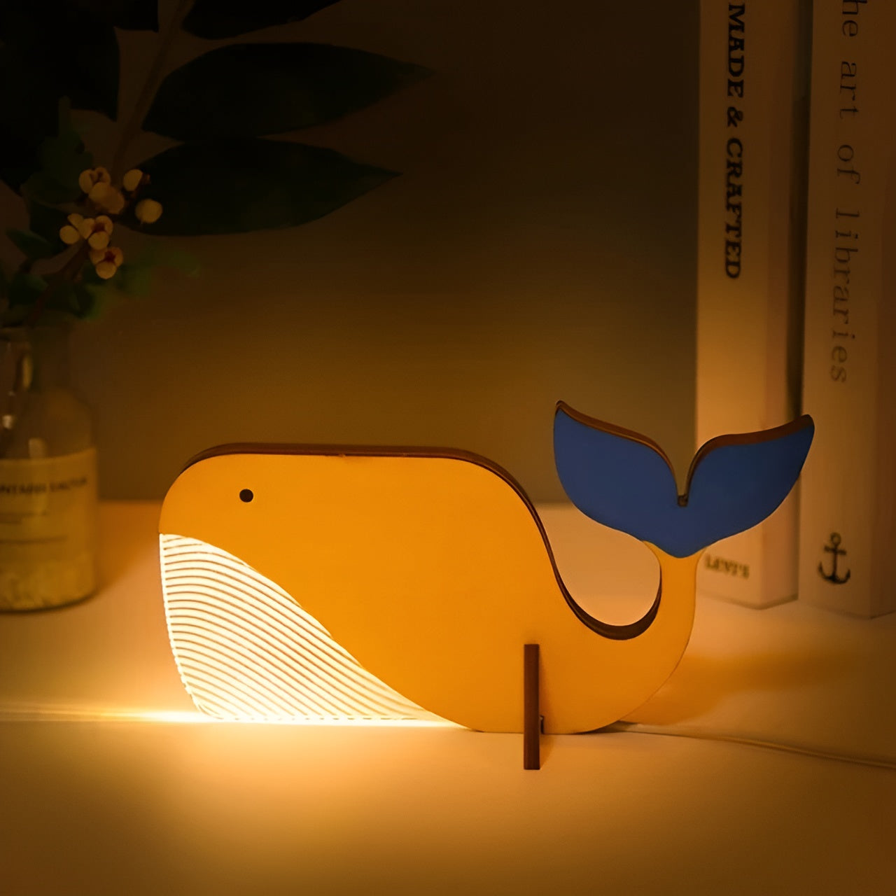 Wildlife-Lampe – Holz-Acryl-Tier-Tischlampe, LED-Nachtlicht