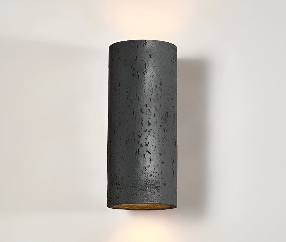 Cylinderrør væglampe - Wabi-Sabi stenlampe | LED-spotlight med op-og-ned belysning