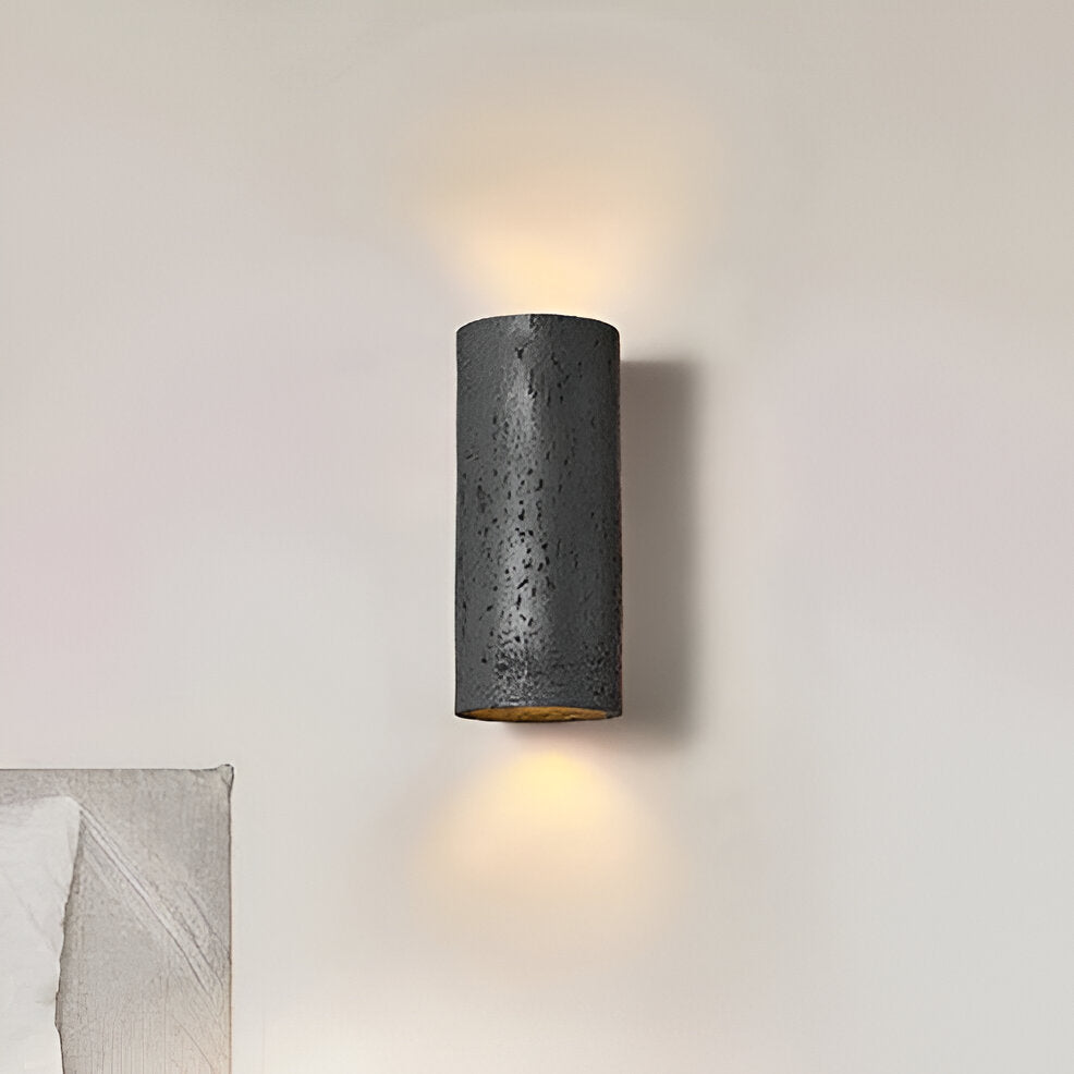 Cylinderrør væglampe - Wabi-Sabi stenlampe | LED-spotlight med op-og-ned belysning