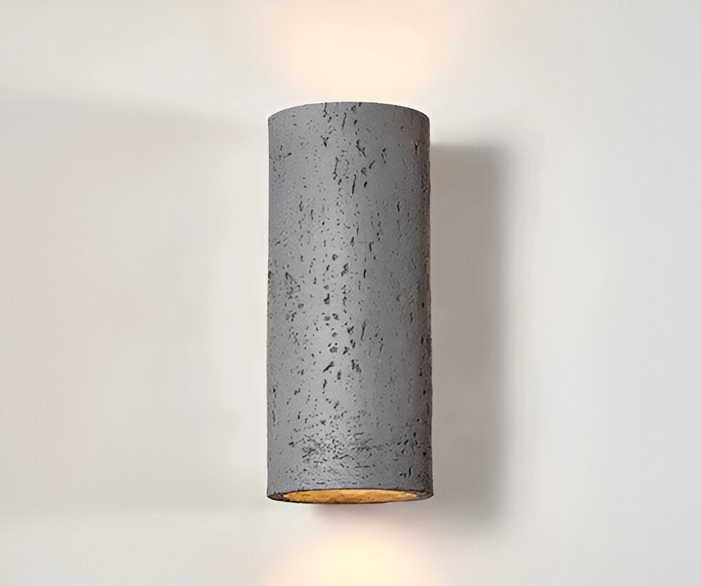 Cylinderrør væglampe - Wabi-Sabi stenlampe | LED-spotlight med op-og-ned belysning