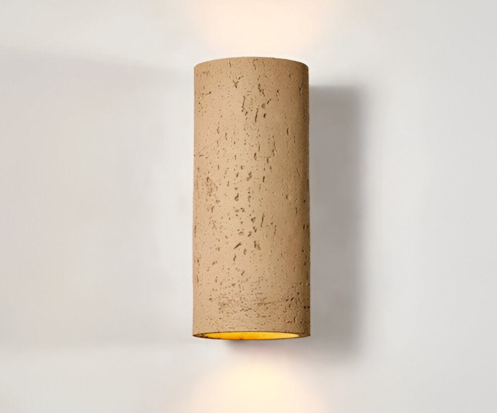 Cylinderrør væglampe - Wabi-Sabi stenlampe | LED-spotlight med op-og-ned belysning