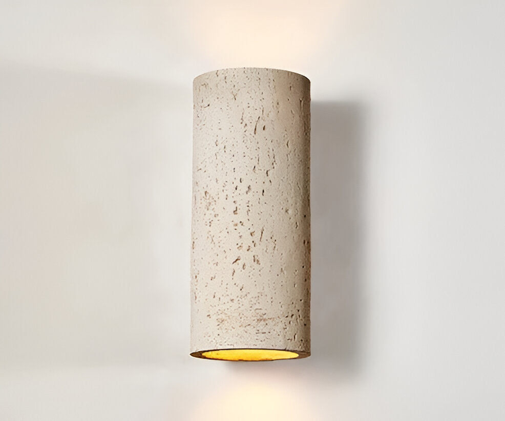 Cylinderrør væglampe - Wabi-Sabi stenlampe | LED-spotlight med op-og-ned belysning