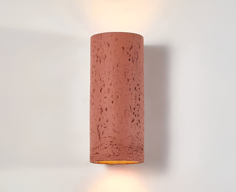 Cylinderrør væglampe - Wabi-Sabi stenlampe | LED-spotlight med op-og-ned belysning