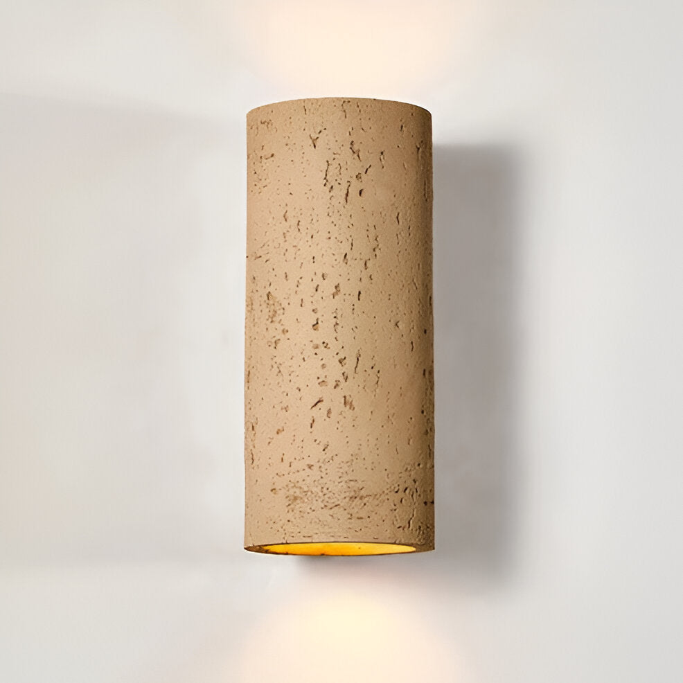 Cylinderrør væglampe - Wabi-Sabi stenlampe | LED-spotlight med op-og-ned belysning