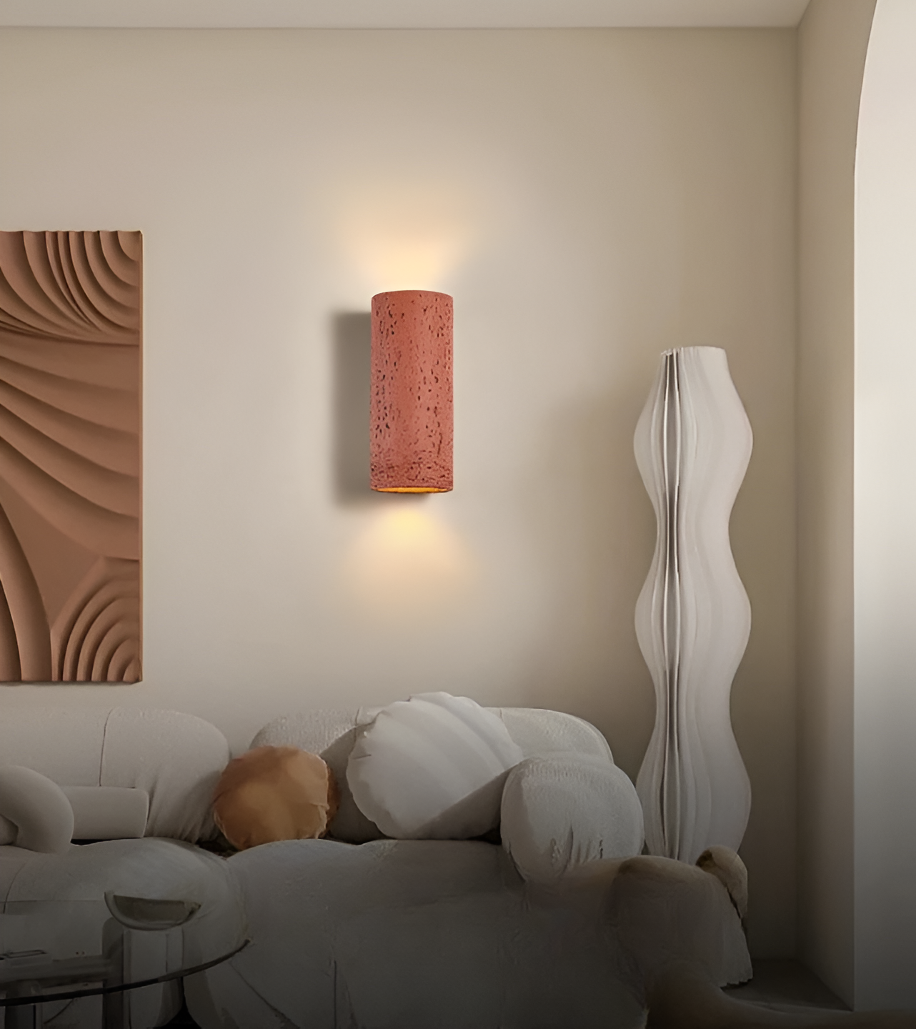 Cilinderbuis Wandlamp - Wabi-Sabi Stone Wandlamp | LED-spot met op- en neerwaartse verlichting