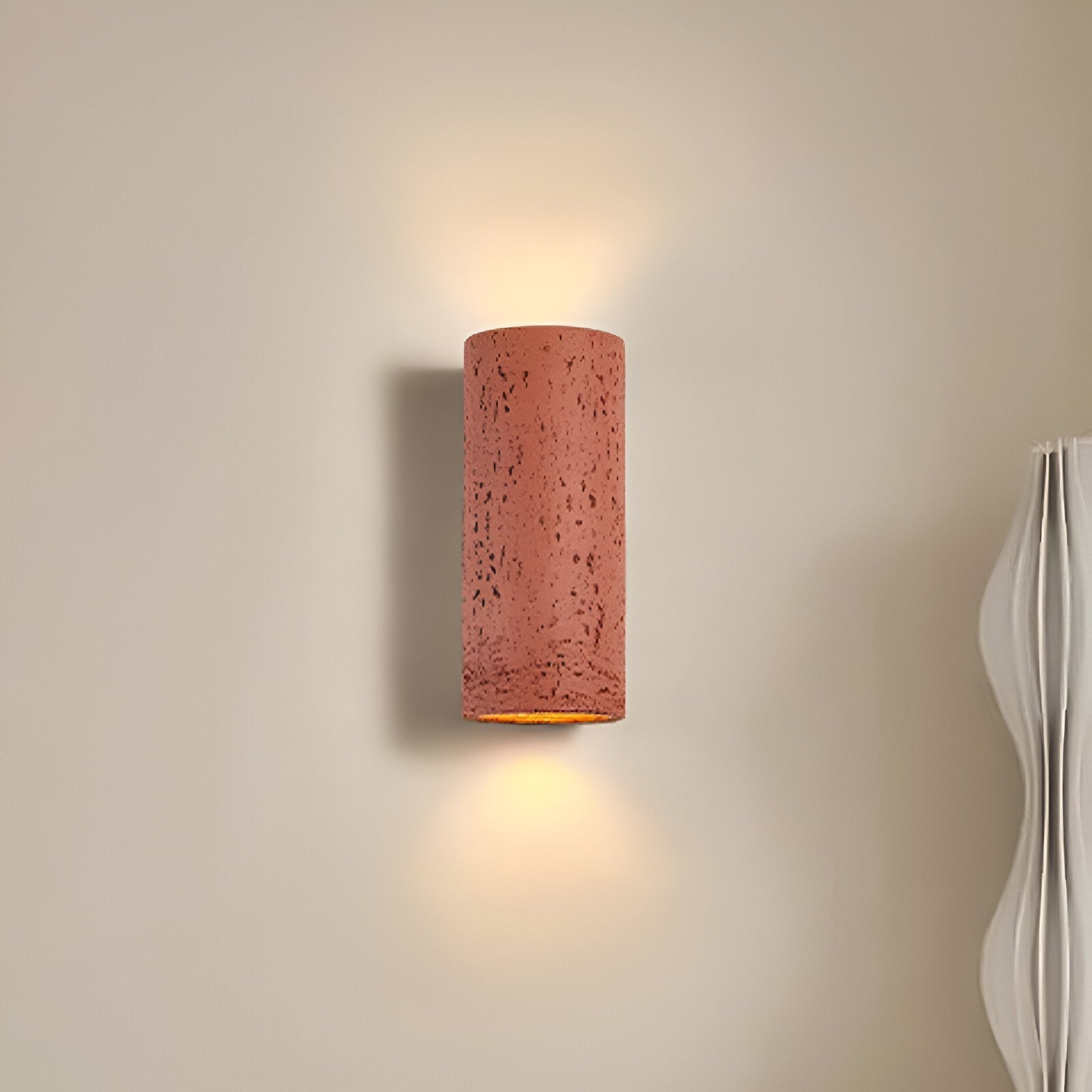 Lampa ścienna Cylinder Tube - Kinkiet Wabi-Sabi Stone | Reflektor LED z oświetleniem góra-dół