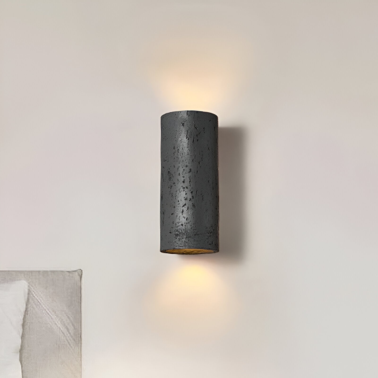 Cylinderrør væglampe - Wabi-Sabi stenlampe | LED-spotlight med op-og-ned belysning