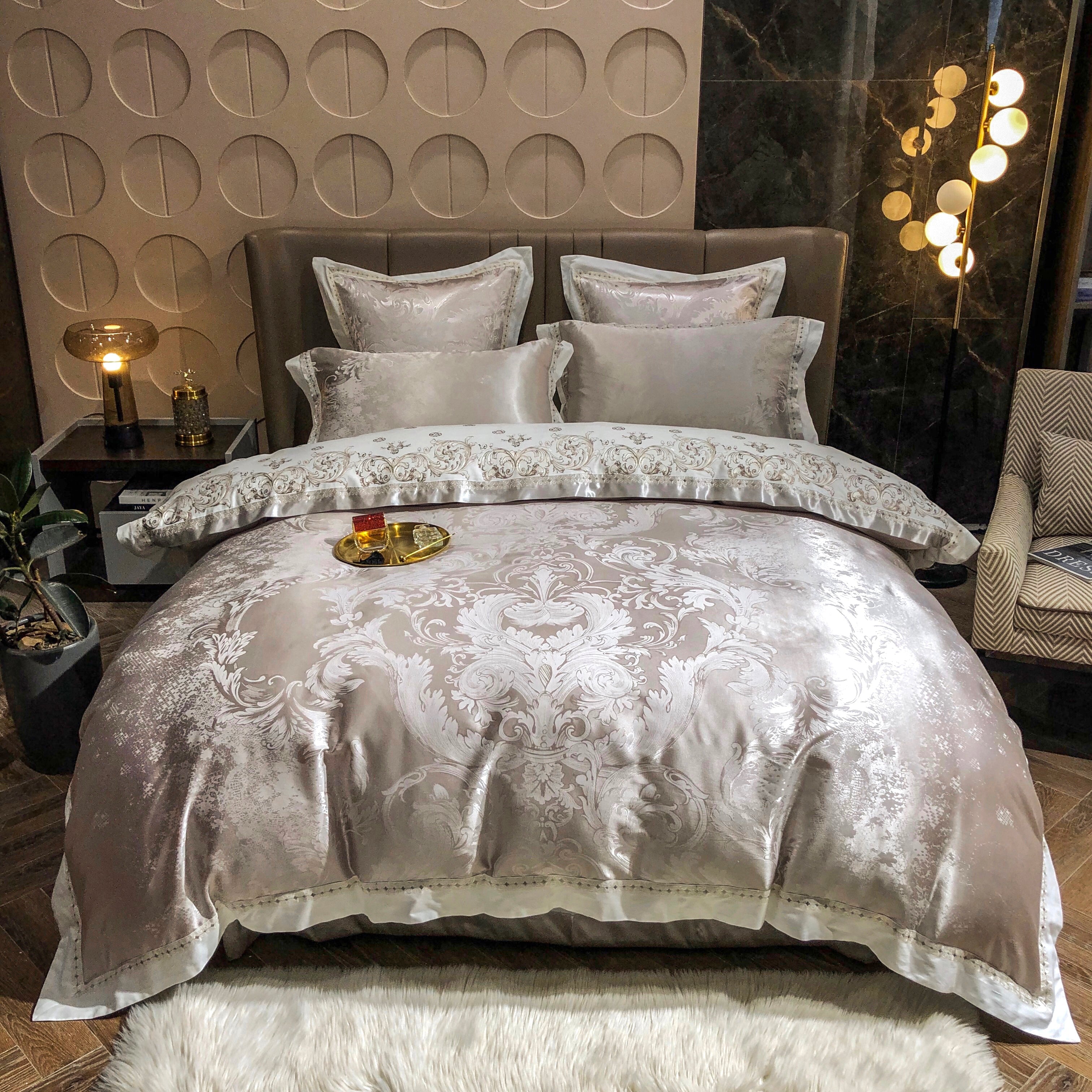 Set di biancheria da letto in cotone jacquard di seta di lusso Vetora