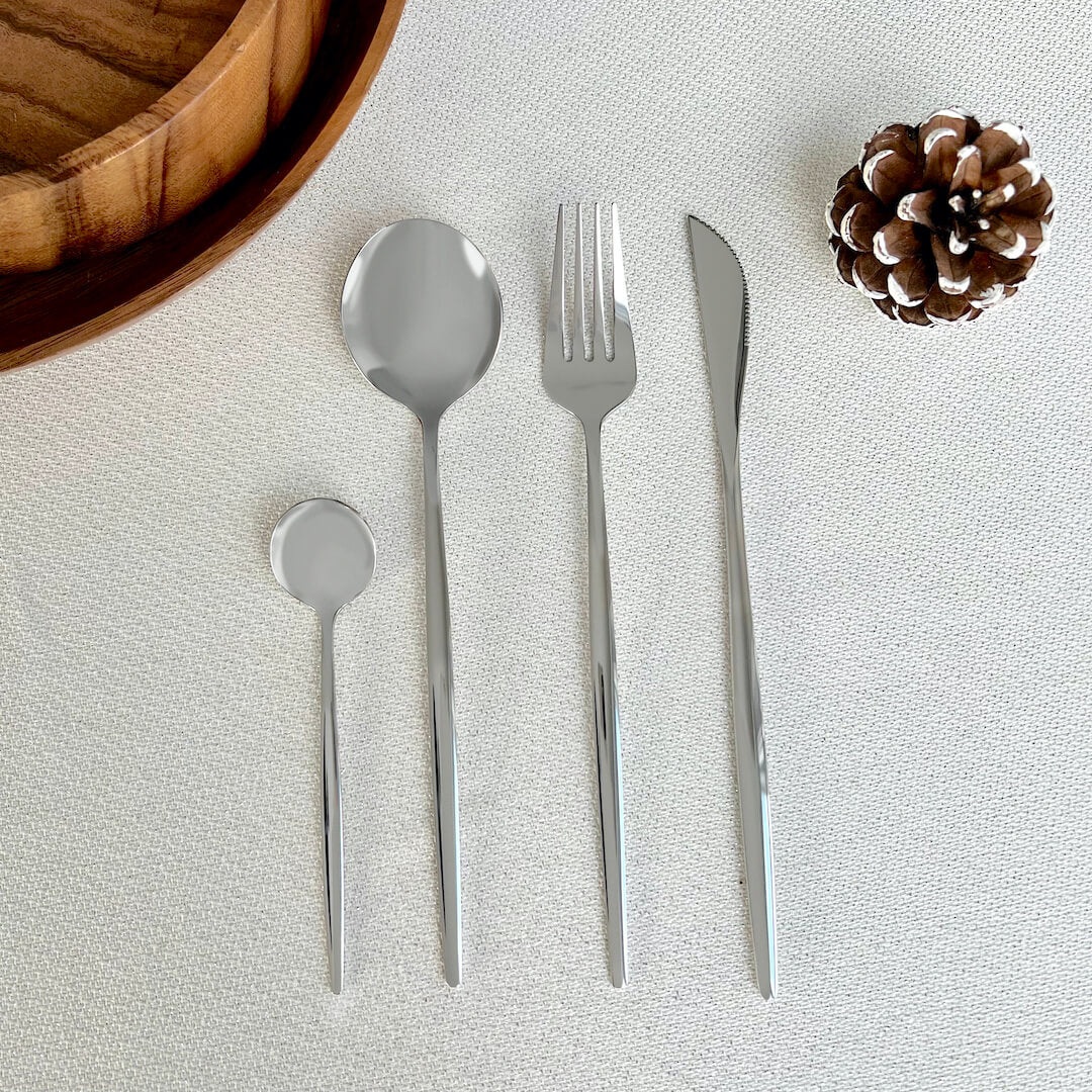 Modern Silver Flatware Set