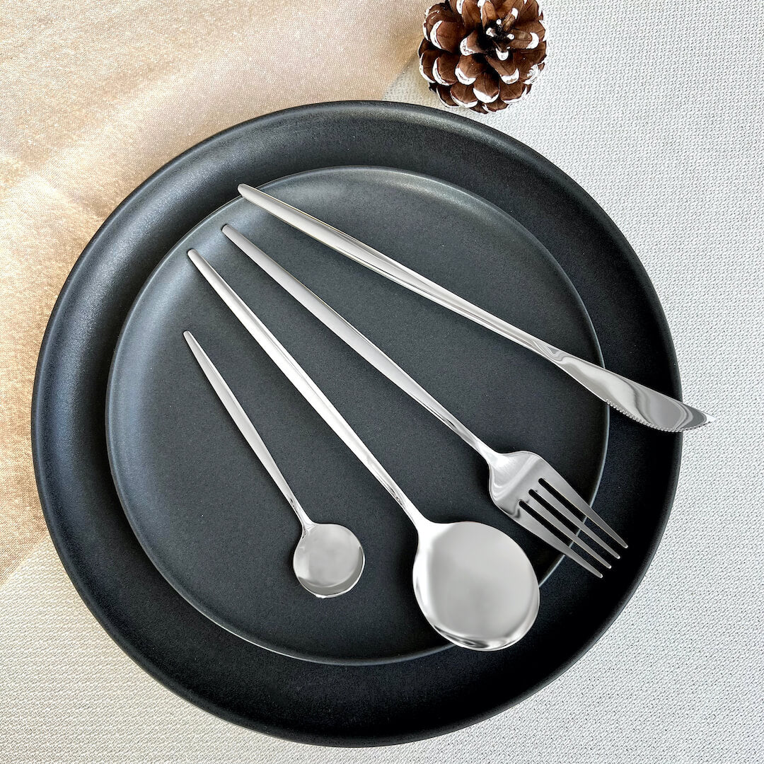 Modern Silver Flatware Set