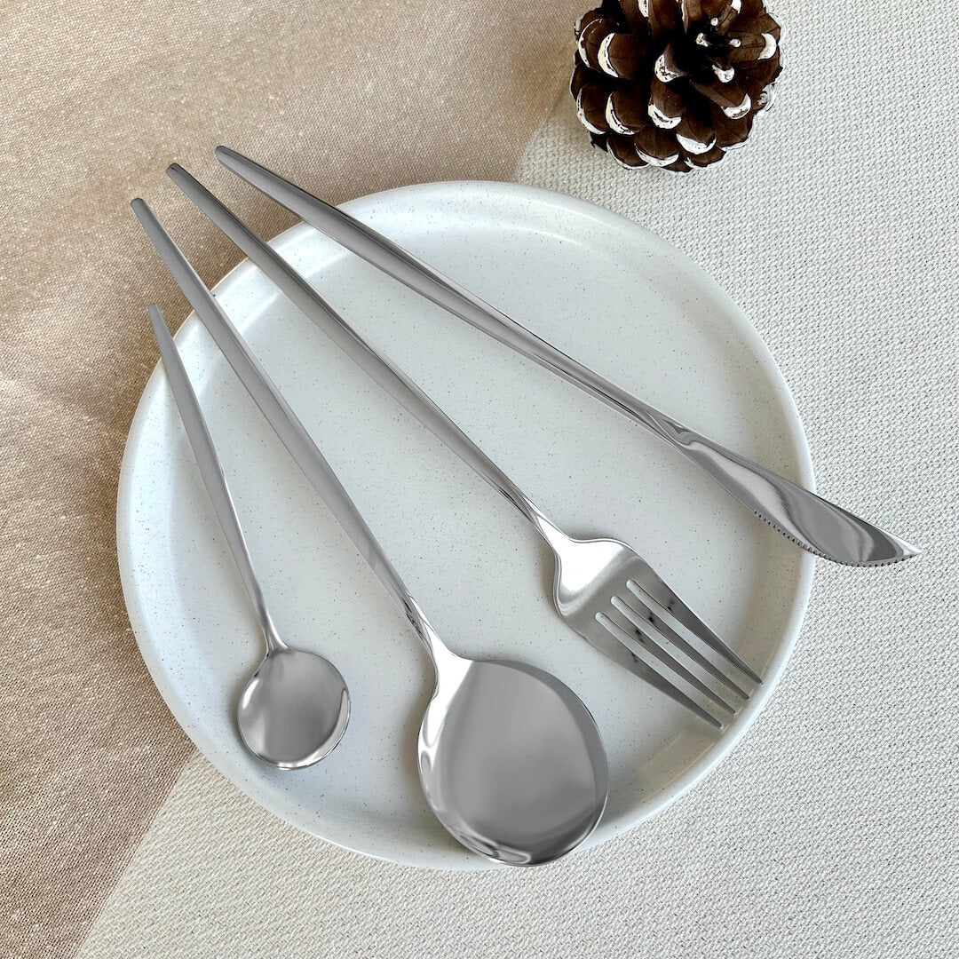 Modern Silver Flatware Set