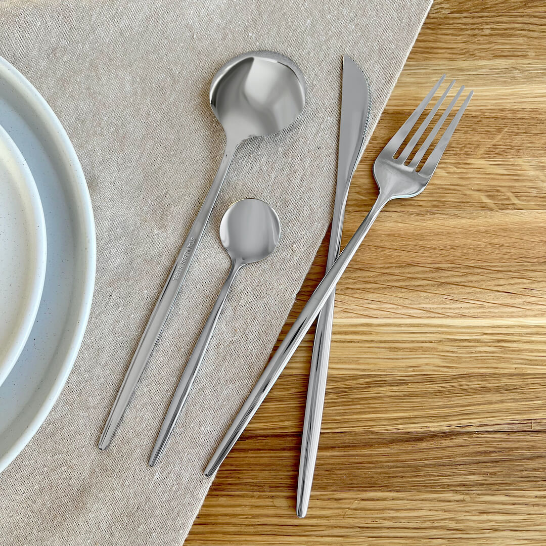 Modern Silver Flatware Set