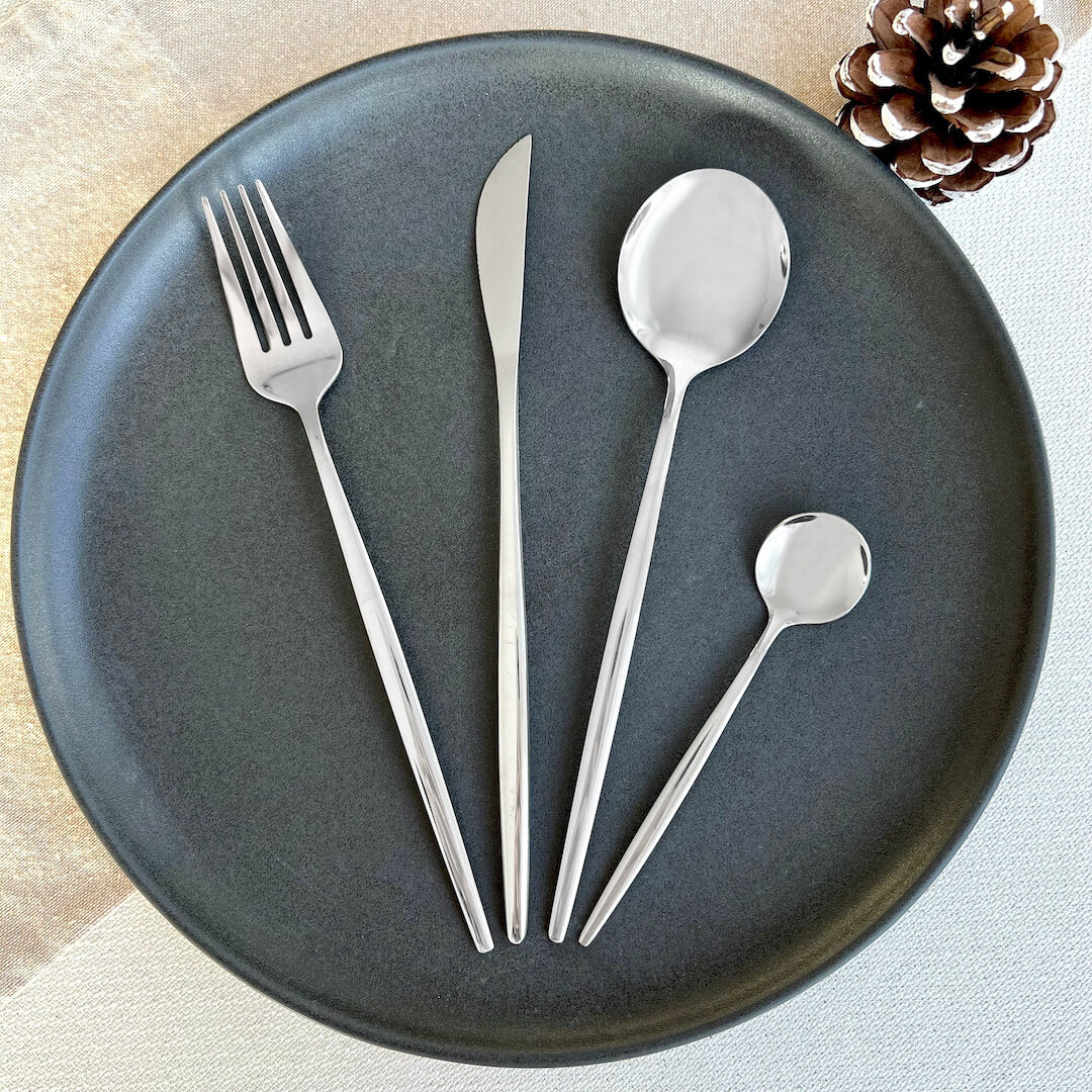 Modern Silver Flatware Set