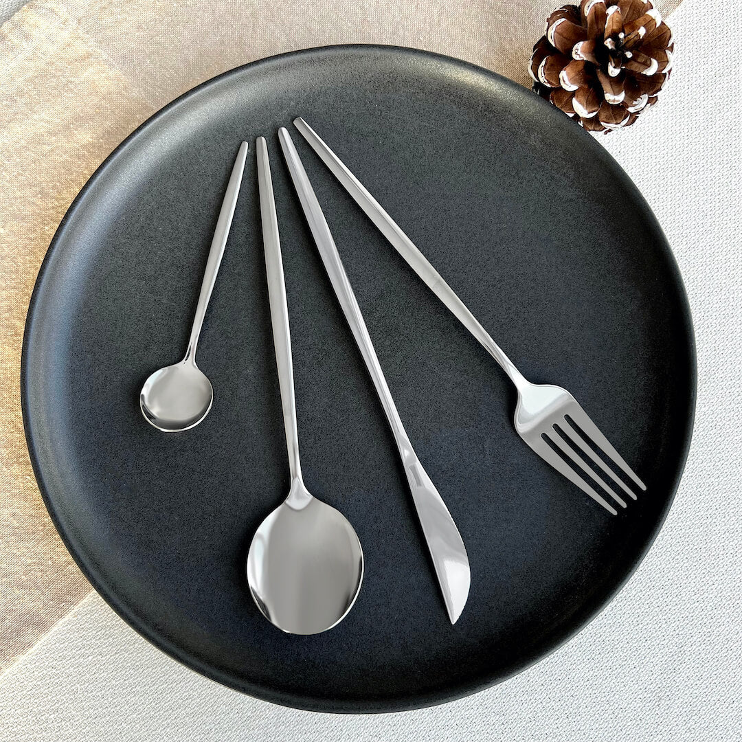 Modern Silver Flatware Set