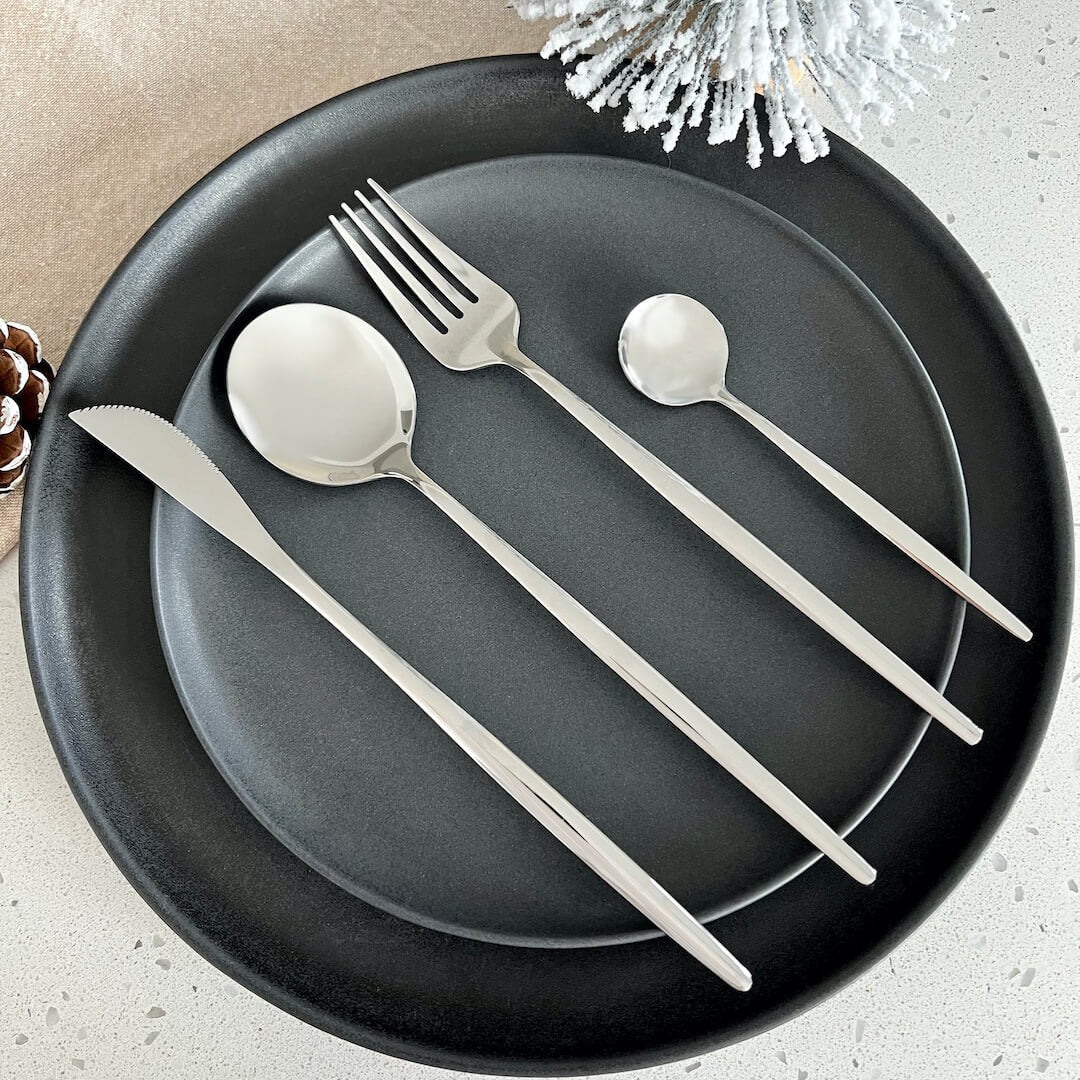 Modern Silver Flatware Set