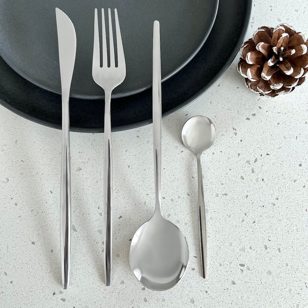 Modern Silver Flatware Set