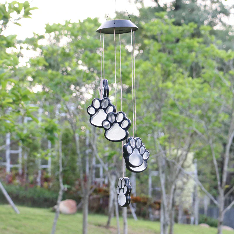 Paw Prints Solar Wind Chime Light