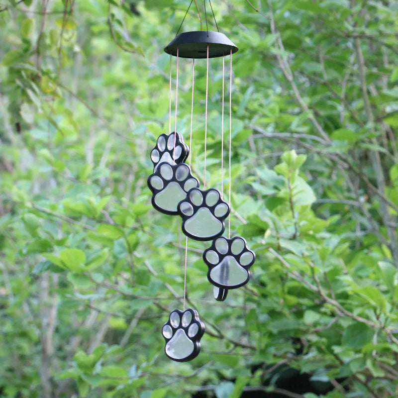 Paw Prints Solar Wind Chime Light