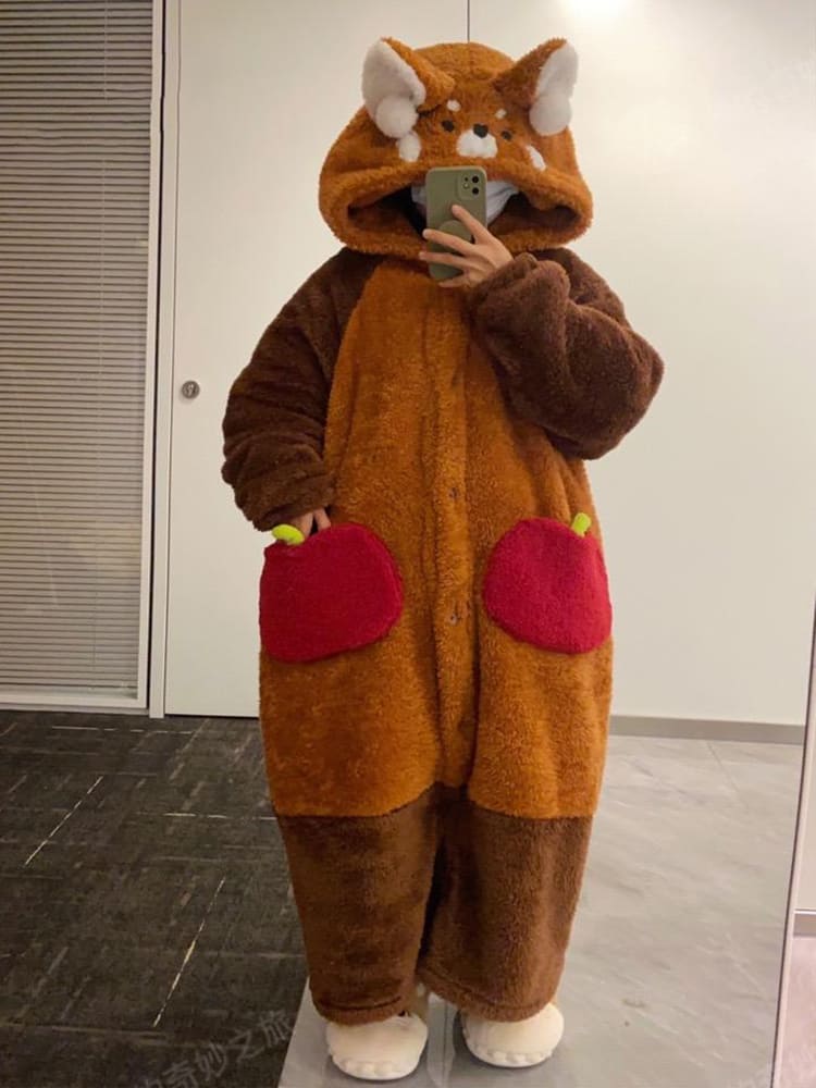 Kawaii Cartoon Red Panda Pyjamasetti