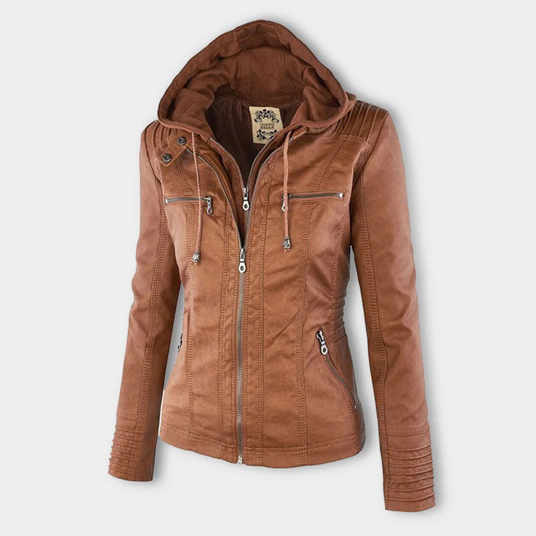 Alesund - Double lined ladies leather jacket with hood