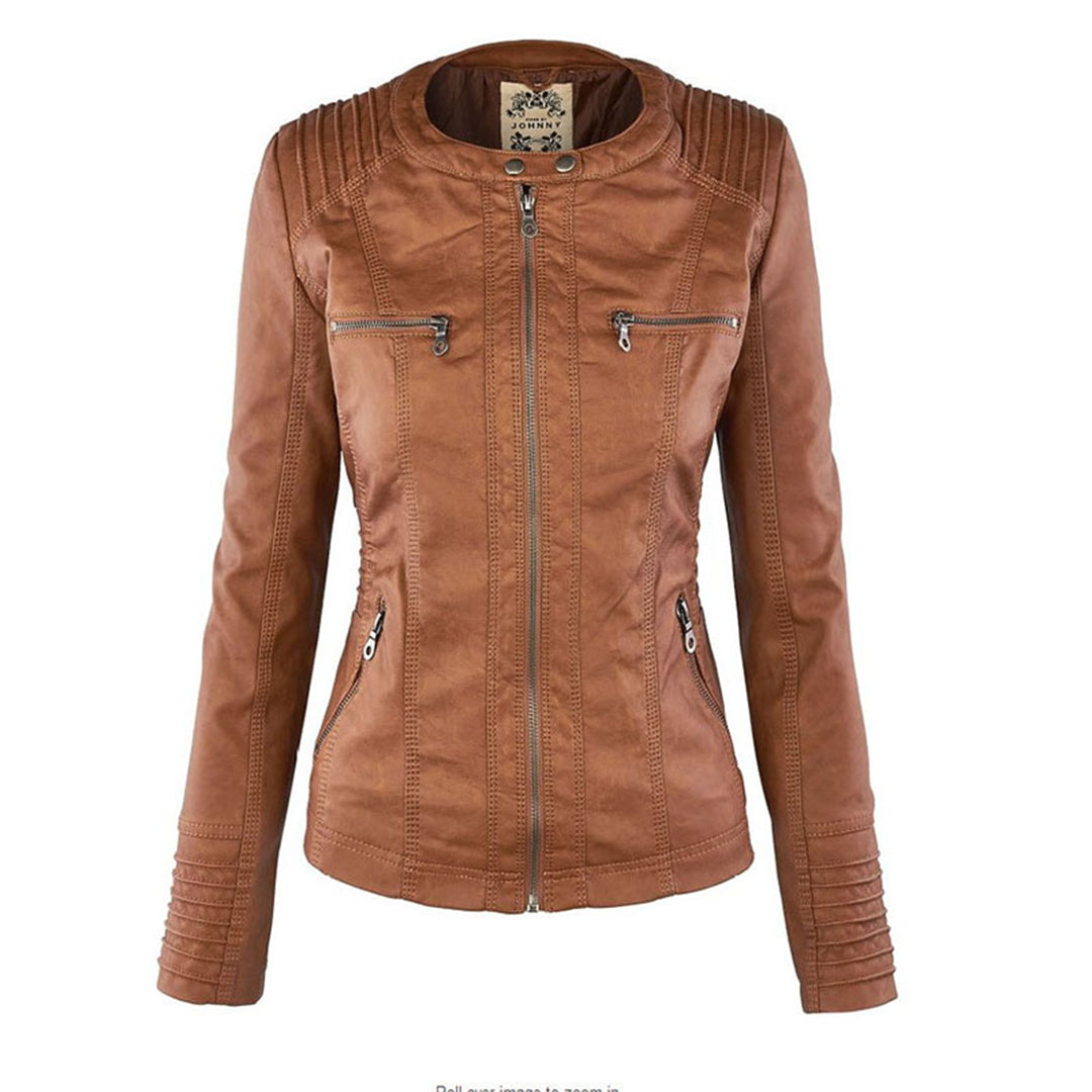 Alesund - Double lined ladies leather jacket with hood