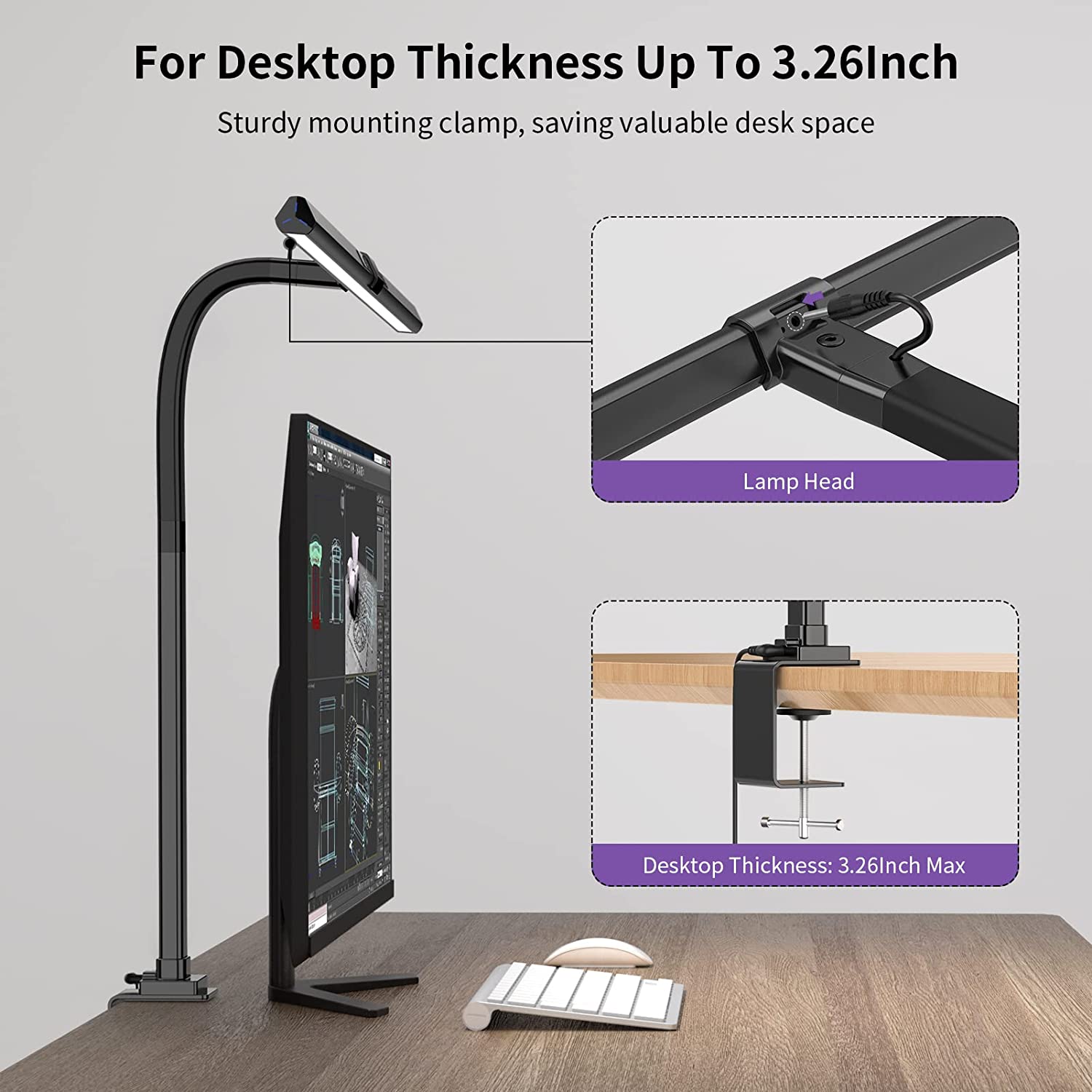 Lampe de bureau à pince d'architecte – Éclairage LED moderne pour l'efficacité du bureau à domicile