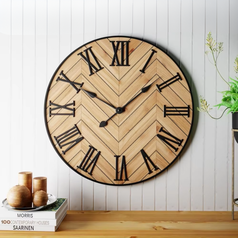 RusticCharm - Wall Clock with Roman Numerals