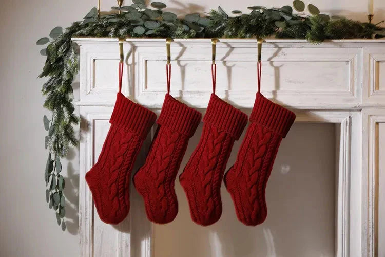 Large Cable Knitted Christmas Stocking - 13 Colours