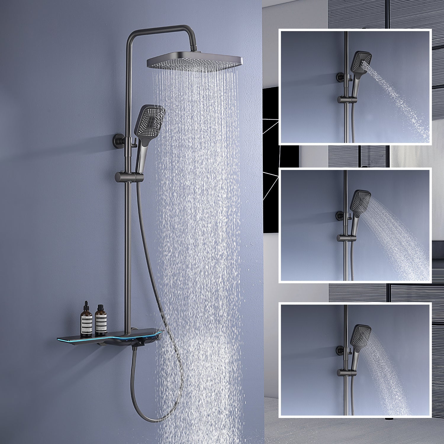 Temperature-Controlled LED Shower System