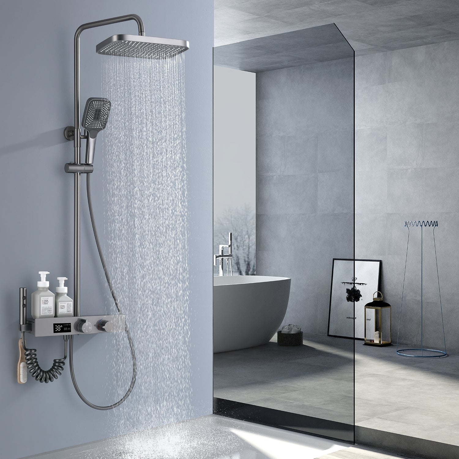 Système de douche thermostatique avancé avec options de sortie d'eau à 4 modes