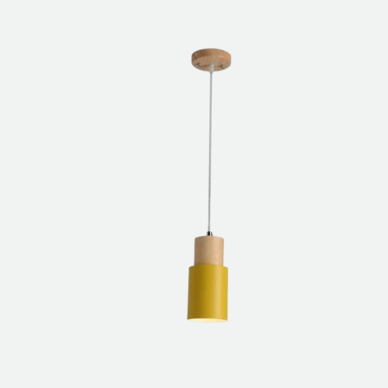 Ingrid Wood & Metal Cylinder Pendant Light