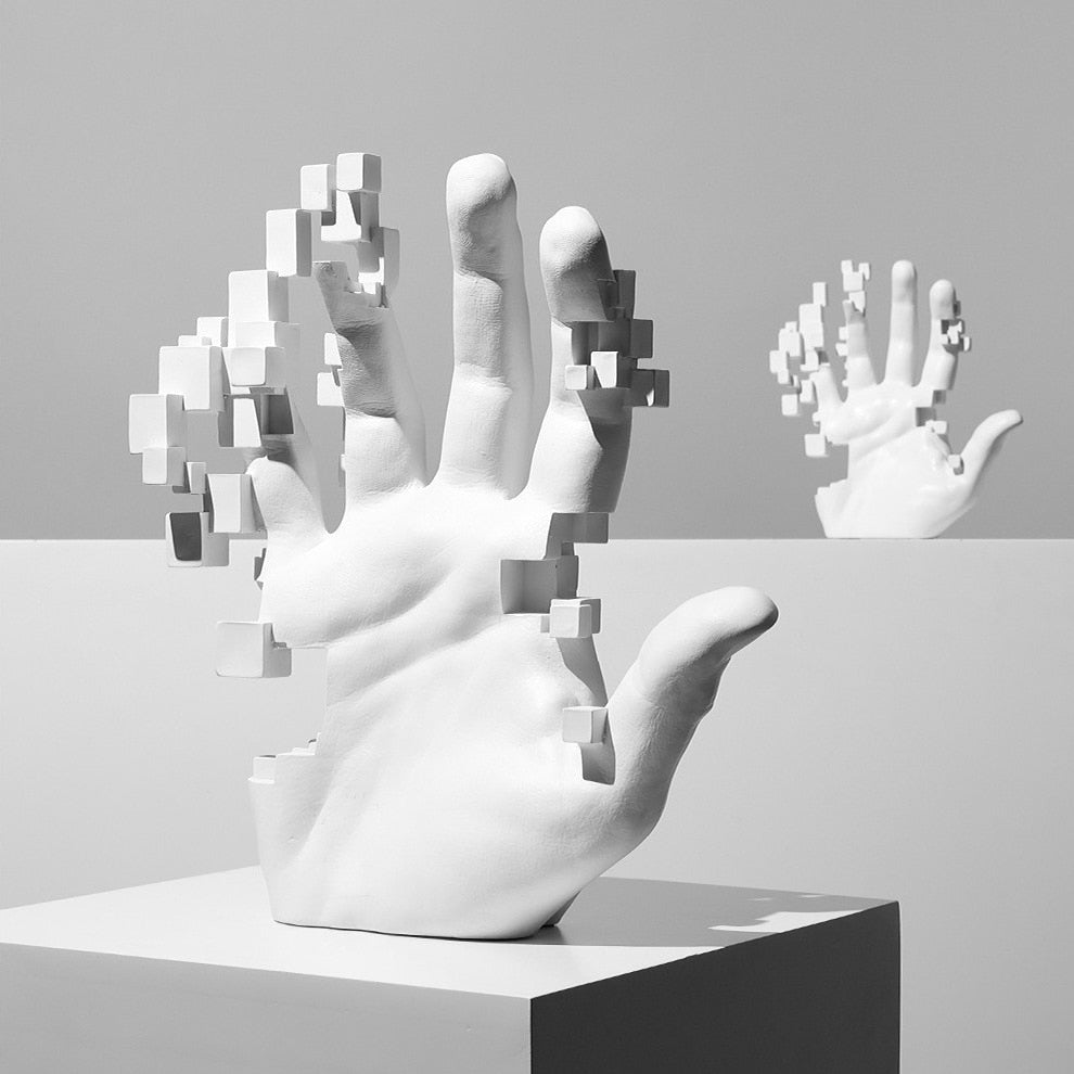 Pixel Hand Sculptuur