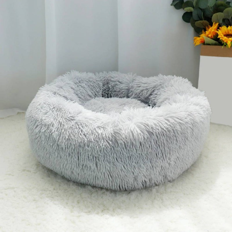 Letto rotondo per cani a ciambella calmante in peluche per cani di piccola e grande taglia